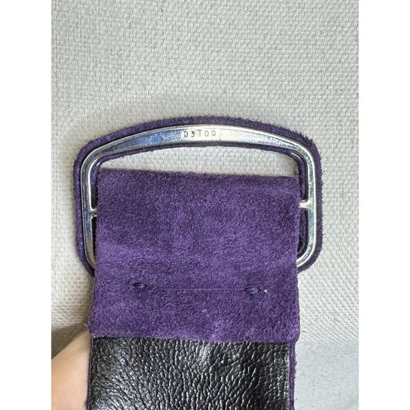 Salena\'s Collection Purple Suede Jeweled Belt Buckle Maximalist Glam Vtg 1988